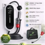 BIGstation 22kW Taşınabilir Akıllı EV AC Şarj Cihazı Wi-Fi Destekli (8 Metre) – 2. görsel