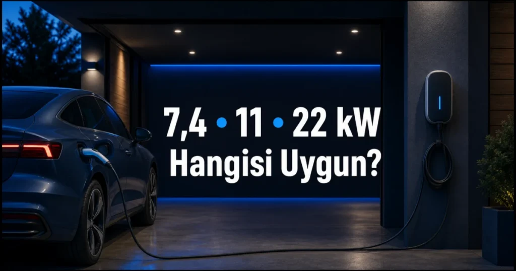 7,4 kW, 11 kW ve 22 kW Ev Şarjı: Hangisi Uygun? 2 Ev tipi elektrikli araç şarjında 7,4 kW, 11 kW ve 22 kW güç karşılaştırması
