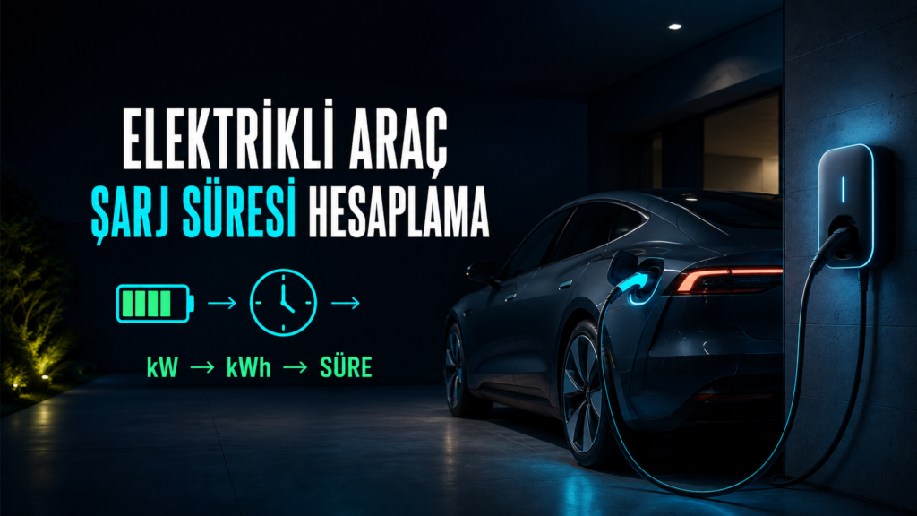 Elektrikli Araç Şarj Süresi Nasıl Hesaplanır? 1 Elektrikli araç şarj süresini batarya kapasitesi ve şarj gücüyle hesaplama