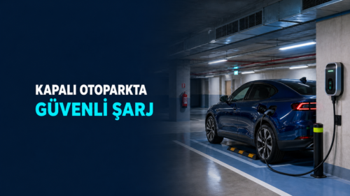 Kapalı otoparkta güvenli elektrikli araç şarj istasyonu