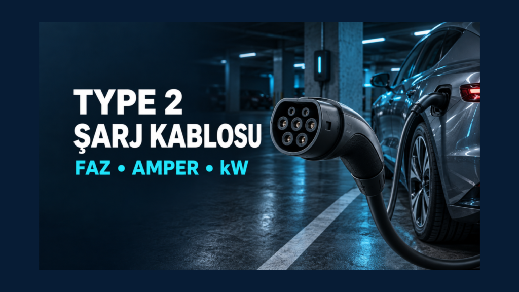 Type 2 Şarj Kablosu Seçimi: Faz, Amper ve kW Uyumluluğu 1 Type 2 elektrikli araç şarj kablosunda faz amper ve kW seçimi